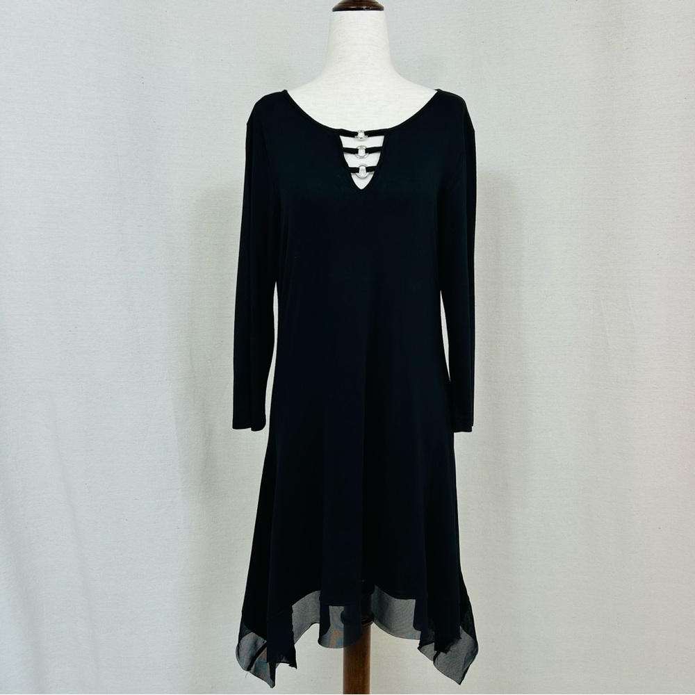 Cable & Gauge Black Long Sleeve Dress with Cutout Detail